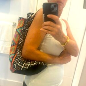 Handcrafted fabric hobo bag, Fabric inside with pockets